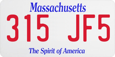 MA license plate 315JF5