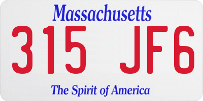 MA license plate 315JF6