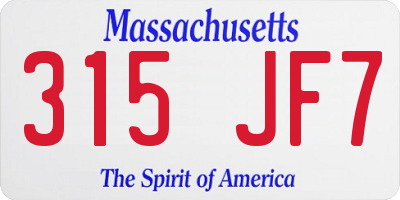 MA license plate 315JF7