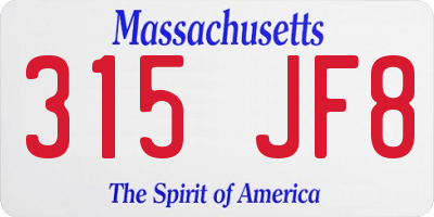 MA license plate 315JF8