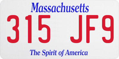 MA license plate 315JF9