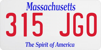 MA license plate 315JG0
