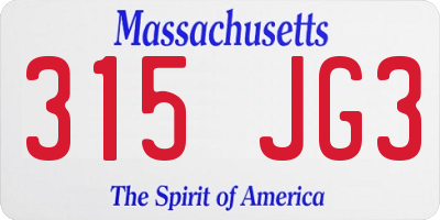 MA license plate 315JG3