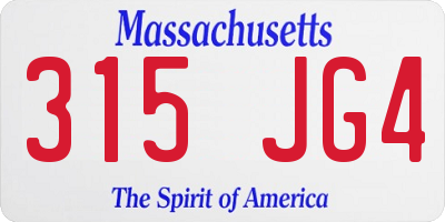 MA license plate 315JG4