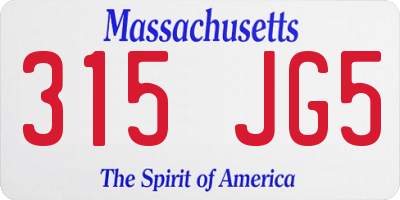 MA license plate 315JG5