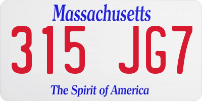 MA license plate 315JG7