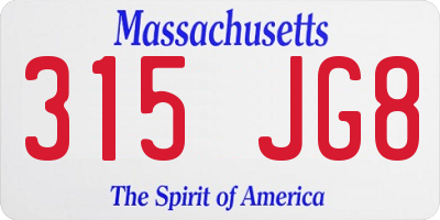 MA license plate 315JG8