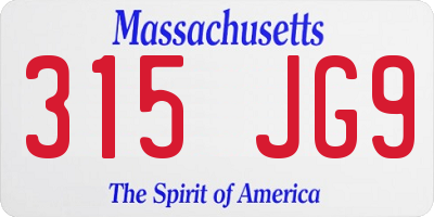 MA license plate 315JG9