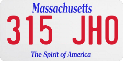 MA license plate 315JH0