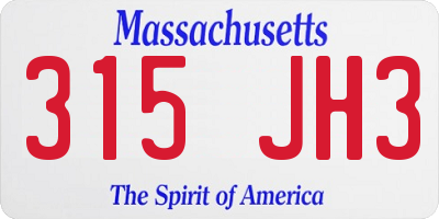 MA license plate 315JH3