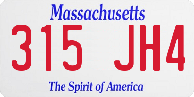 MA license plate 315JH4