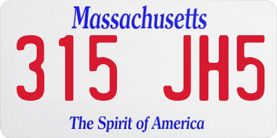 MA license plate 315JH5