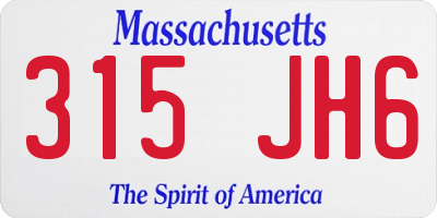 MA license plate 315JH6