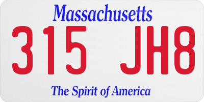 MA license plate 315JH8