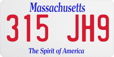 MA license plate 315JH9