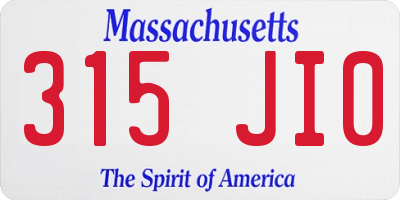 MA license plate 315JI0