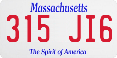 MA license plate 315JI6