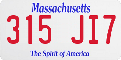 MA license plate 315JI7