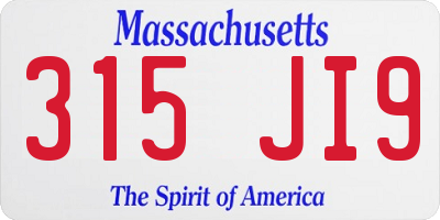 MA license plate 315JI9