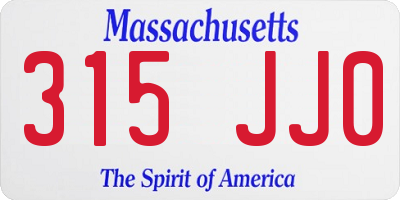 MA license plate 315JJ0