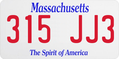 MA license plate 315JJ3