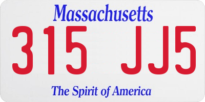 MA license plate 315JJ5