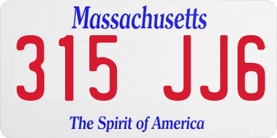 MA license plate 315JJ6
