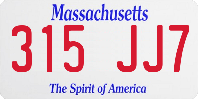 MA license plate 315JJ7