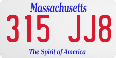 MA license plate 315JJ8