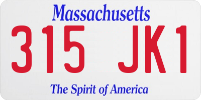 MA license plate 315JK1