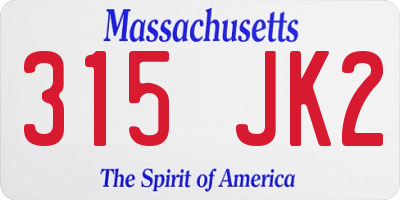 MA license plate 315JK2
