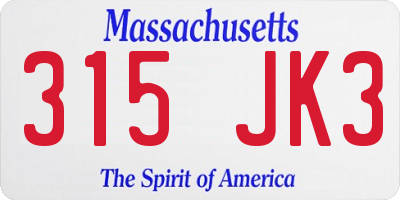 MA license plate 315JK3