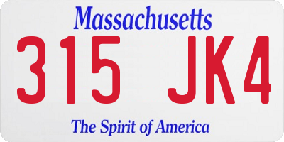 MA license plate 315JK4