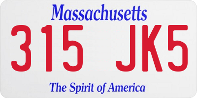 MA license plate 315JK5