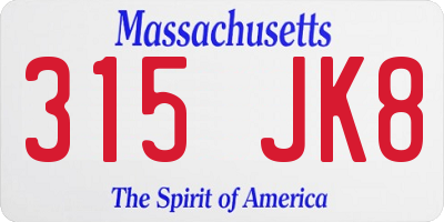MA license plate 315JK8