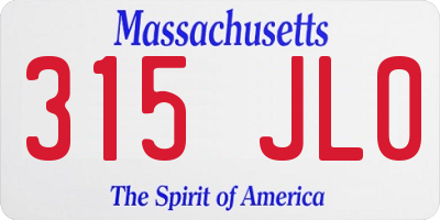 MA license plate 315JL0