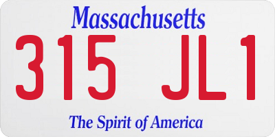 MA license plate 315JL1