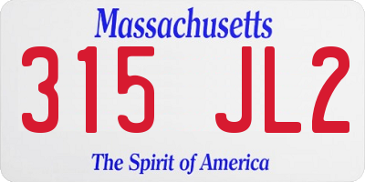 MA license plate 315JL2
