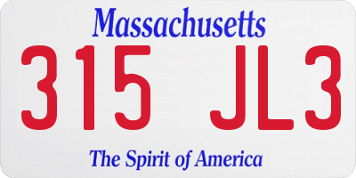 MA license plate 315JL3
