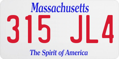 MA license plate 315JL4