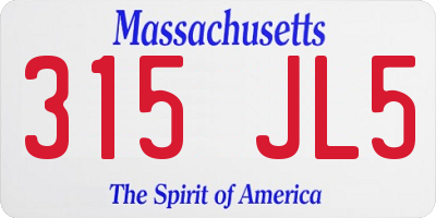 MA license plate 315JL5