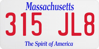 MA license plate 315JL8