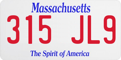 MA license plate 315JL9