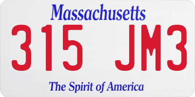 MA license plate 315JM3