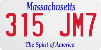 MA license plate 315JM7