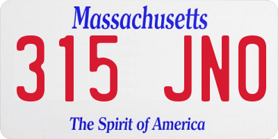MA license plate 315JN0