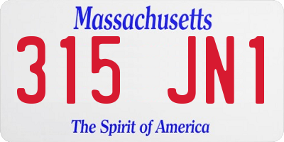 MA license plate 315JN1