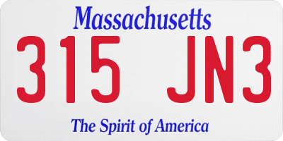 MA license plate 315JN3
