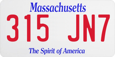 MA license plate 315JN7