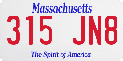MA license plate 315JN8